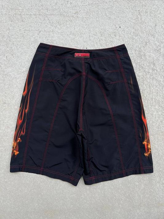 00s Vintage Oakley Flame Skull Shorts