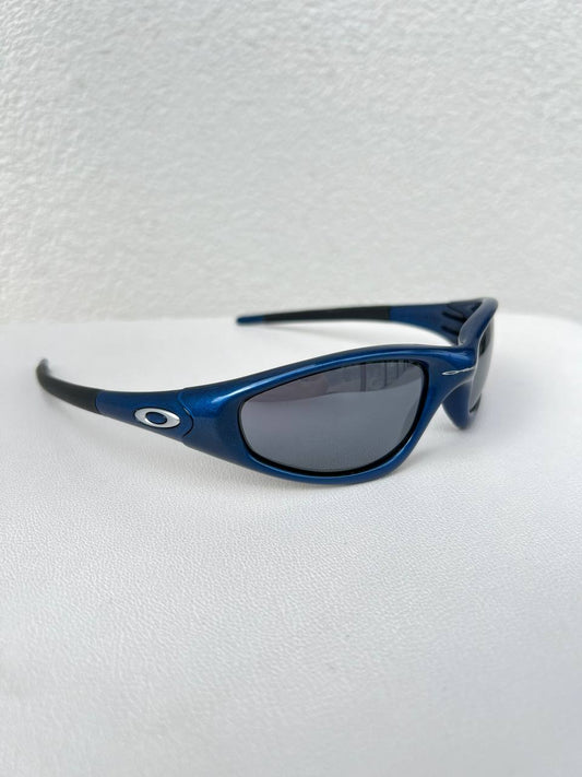 1999 Vintage Oakley Straight Jacket Blue Black Iridium Sunglasses