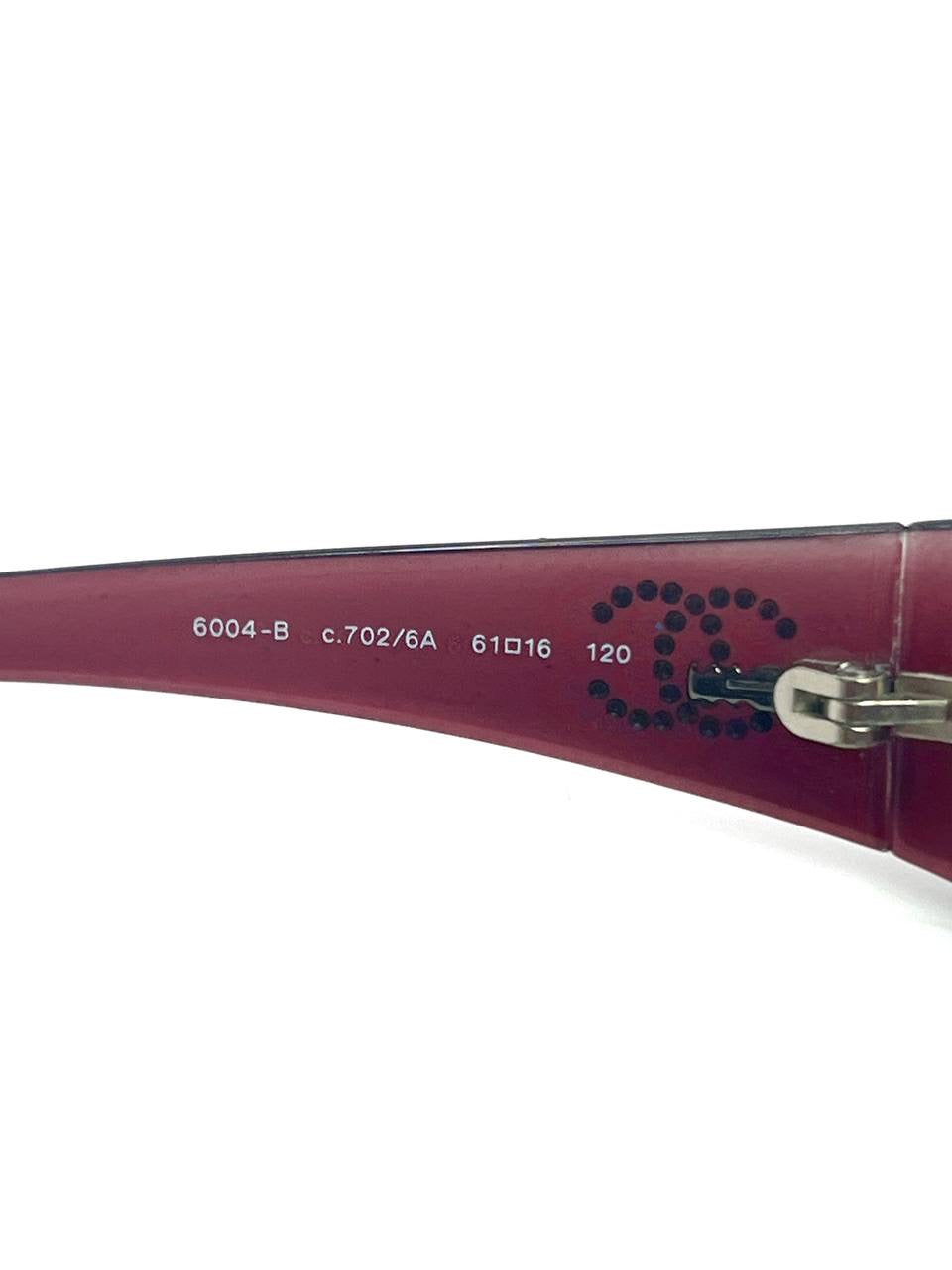00s Vintage Chanel 6004 Cherry / Silver Gradient Rhinestones Sunglasses