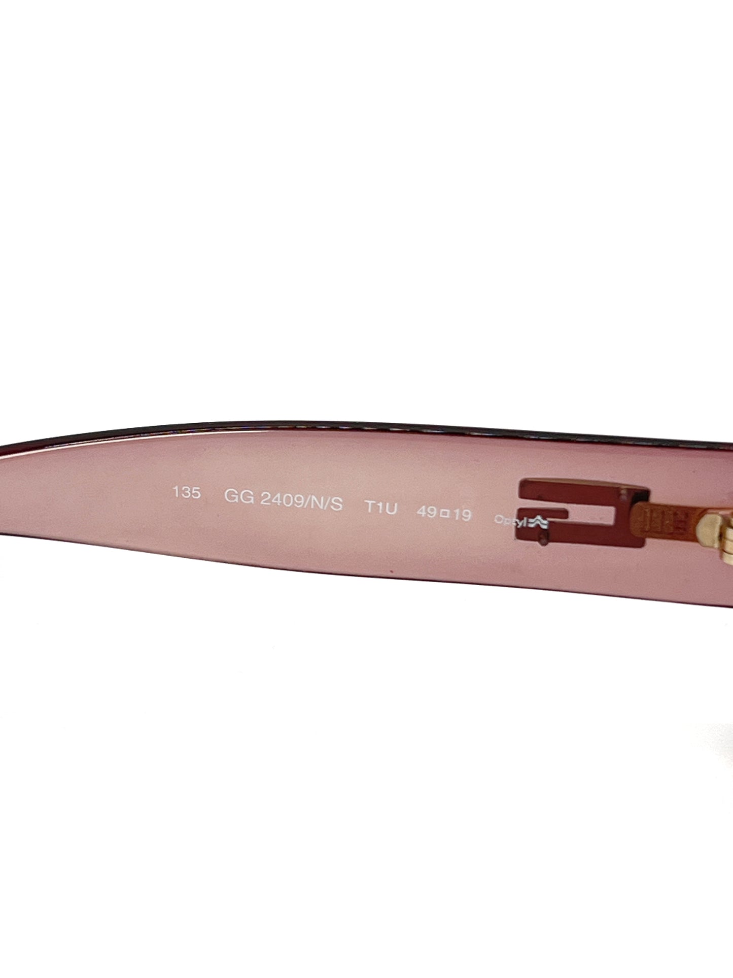 Vintage Gucci Transparent Pink Squared Moda Sunglasses GG2409