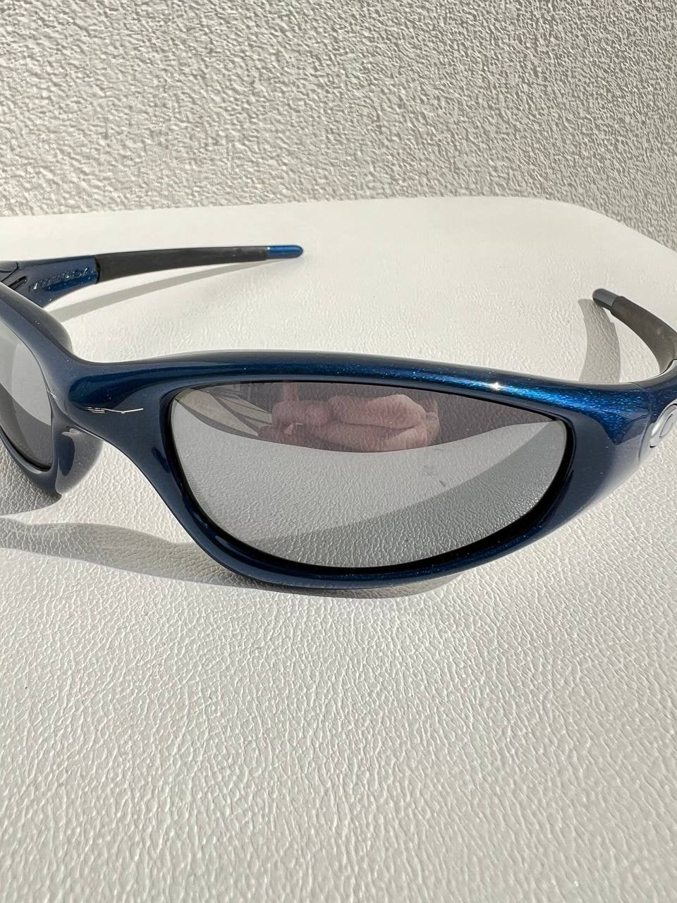 1999 Vintage Oakley Straight Jacket Blue Black Iridium Sunglasses