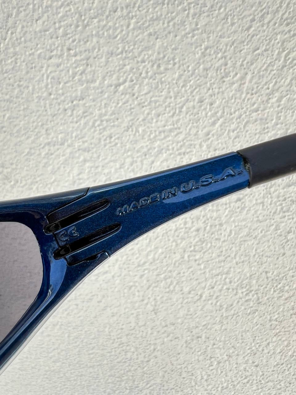 1999 Vintage Oakley Straight Jacket Blue Black Iridium Sunglasses