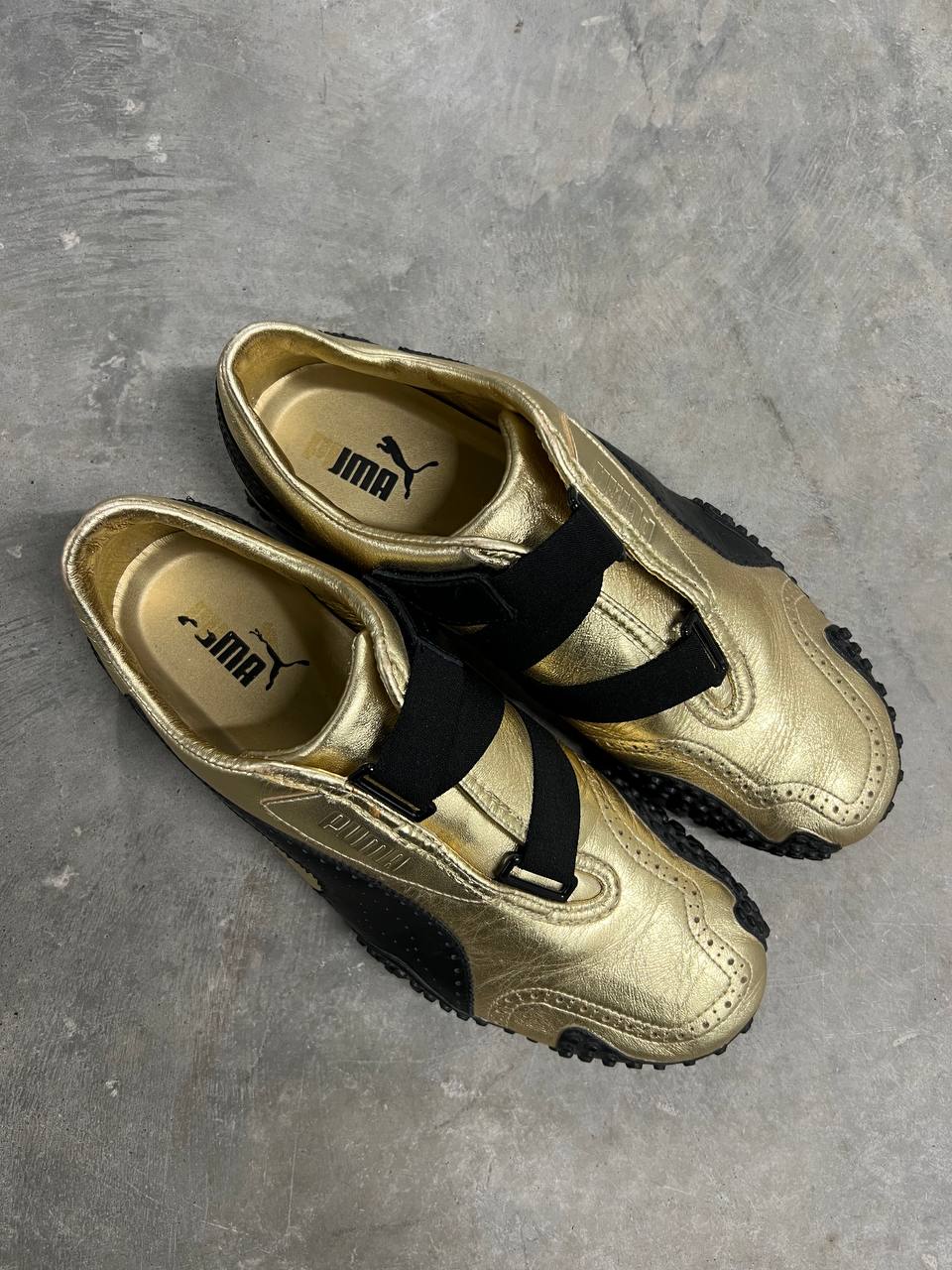 2000s Vintage Puma Mostro Gold Brogue