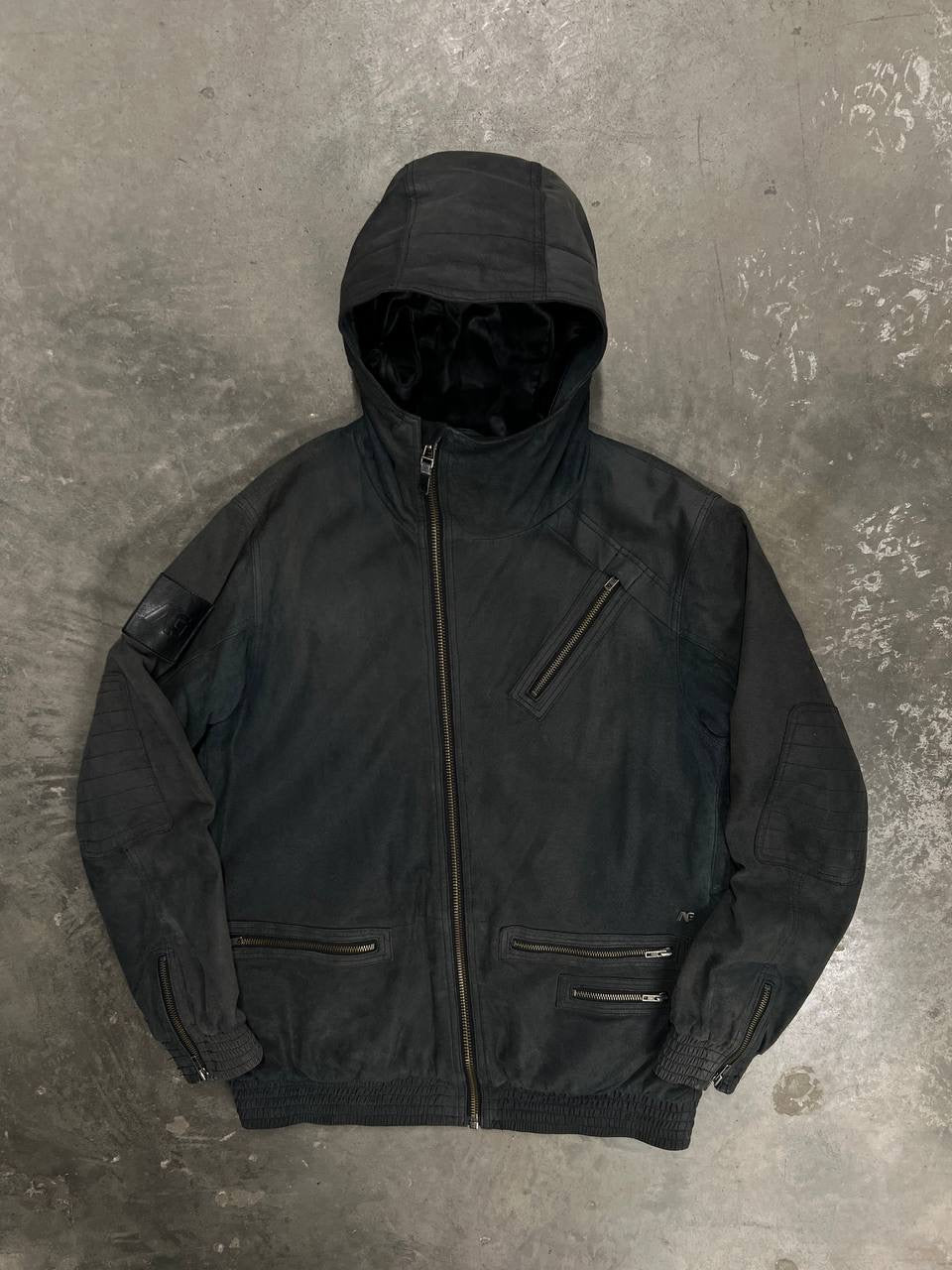 Vintage Analog Ski Leather Jacket Asymmetrical Zip