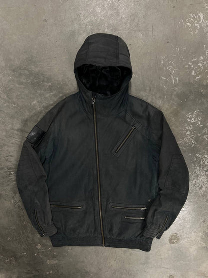 Vintage Analog Ski Leather Jacket Asymmetrical Zip