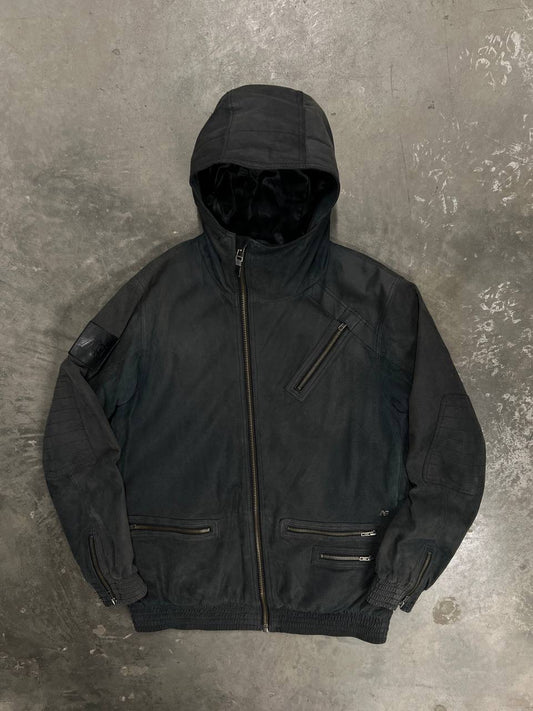 Vintage Analog Ski Leather Jacket Asymmetrical Zip