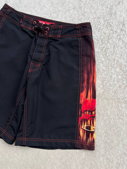 00s Vintage Oakley Flame Skull Icon Shorts