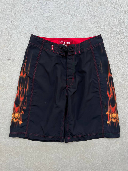 00s Vintage Oakley Flame Skull Shorts