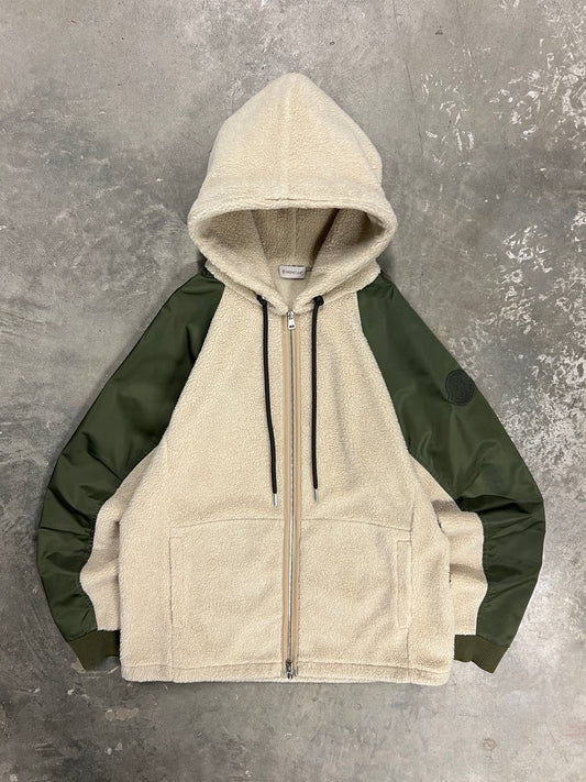 Moncler Teddy Fleece Wool Nylon Hooded Jacket