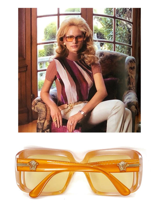 2000 Vintage Gianni Versace 384 Orange Sunglasses