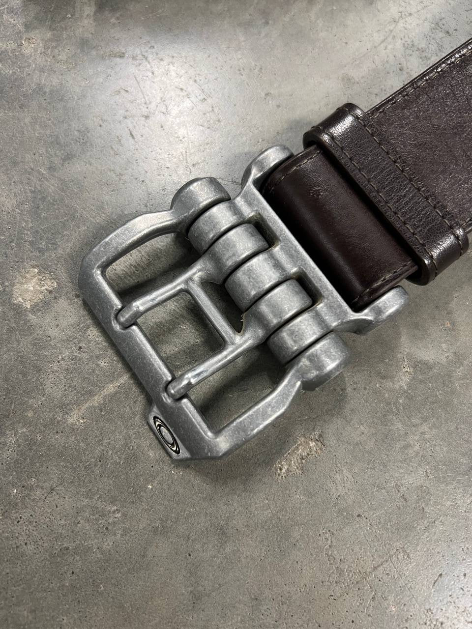 00s Vintage Oakley Leather Belt Brown / Silver