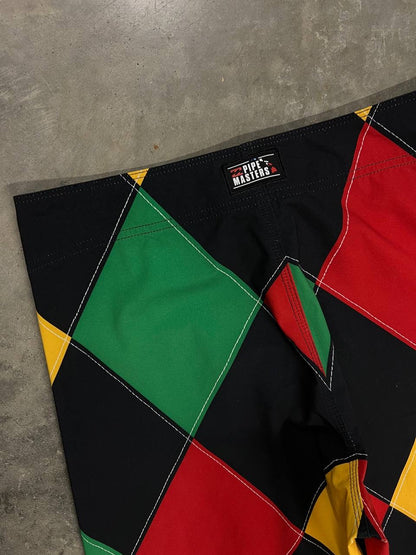 Billabong Andy Irons Diamond Checker Rasta Board Shorts Platinum X