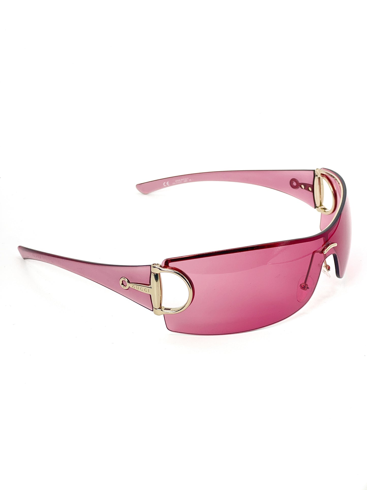 00s Vintage Gucci Pink Horsebit Mask Sunglasses GG2712