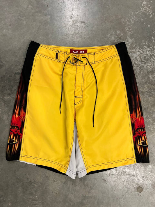00s Vintage Oakley Skull Icon Board Shorts