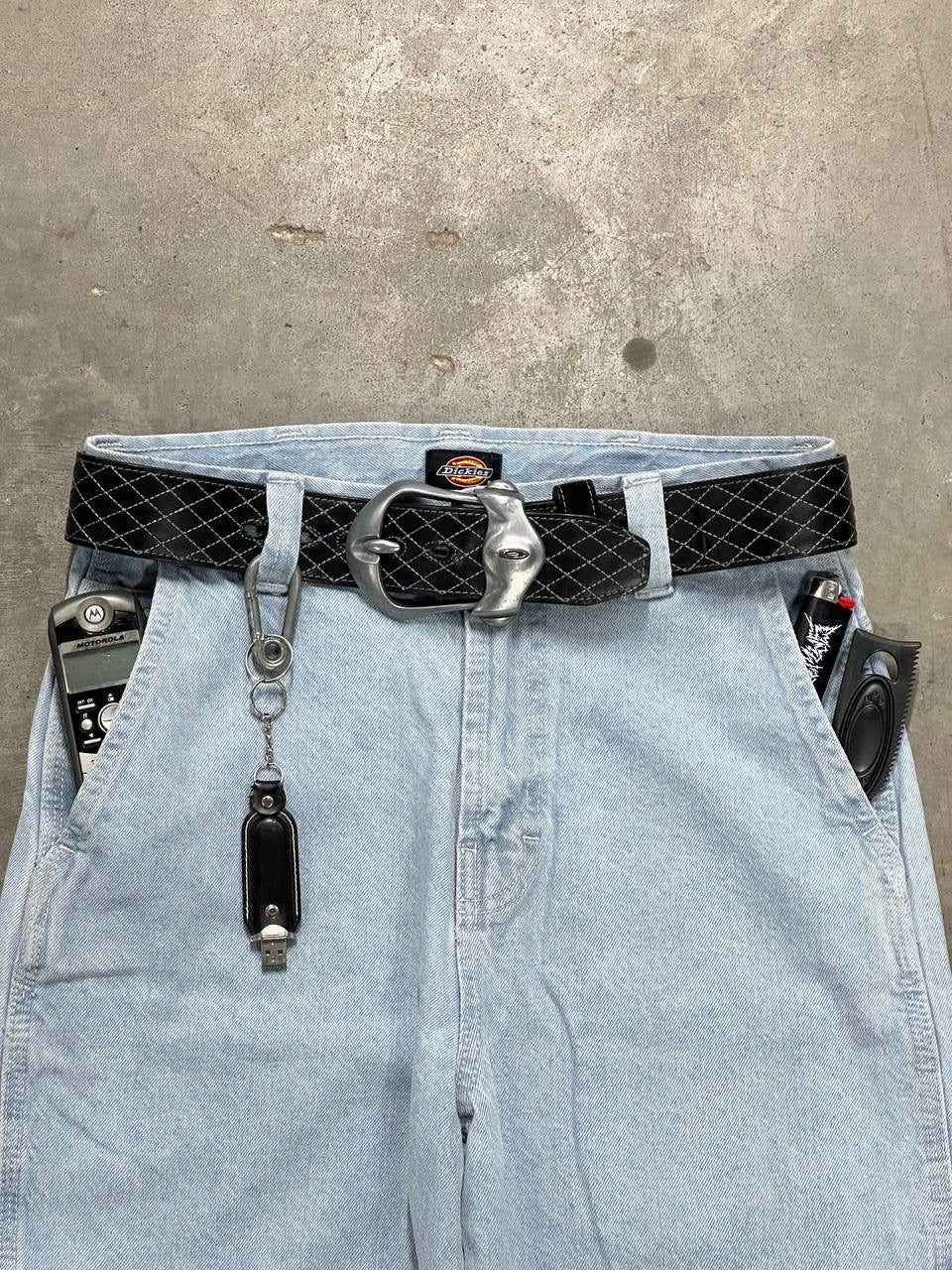 00s Vintage Oakley Industrial Leather Belt Black