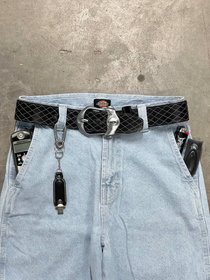 00s Vintage Oakley Industrial Leather Belt Black