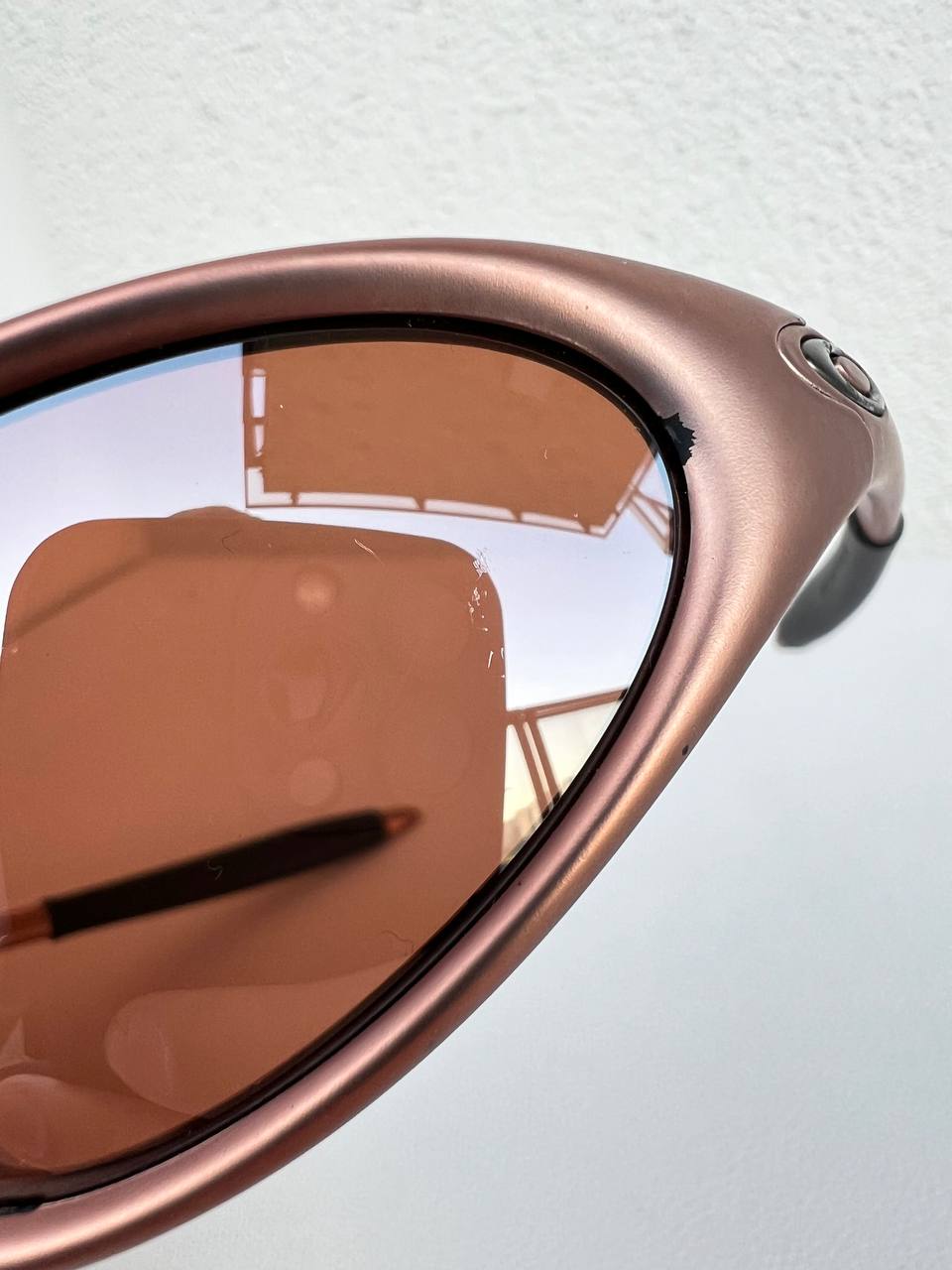 1999 Vintage Oakley Minute 1.0 FMJ Copper / VR28 Black Iridium Sunglasses