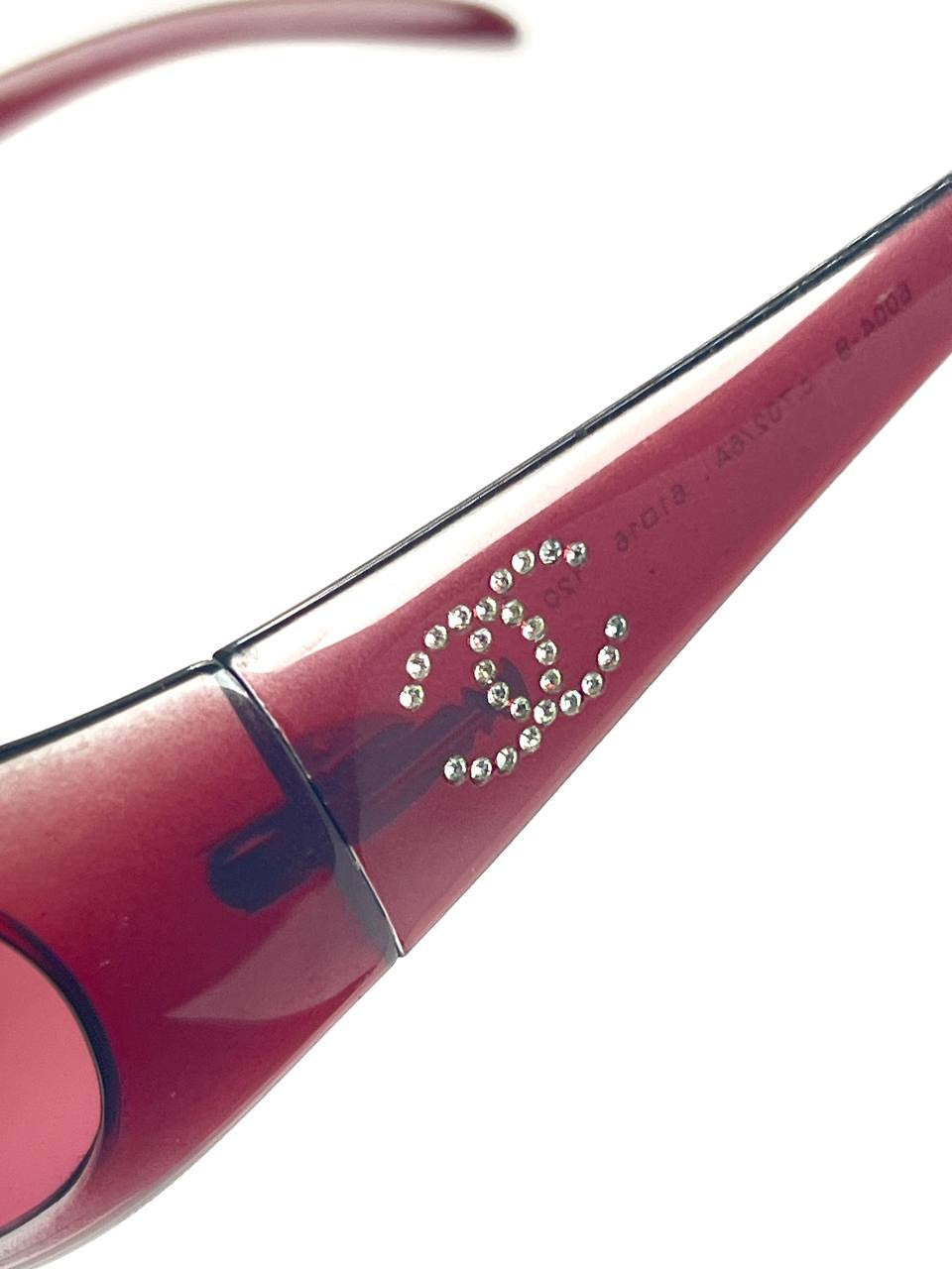 00s Vintage Chanel 6004 Cherry / Silver Gradient Rhinestones Sunglasses