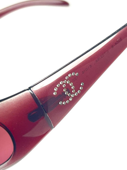 00s Vintage Chanel 6004 Cherry / Silver Gradient Rhinestones Sunglasses