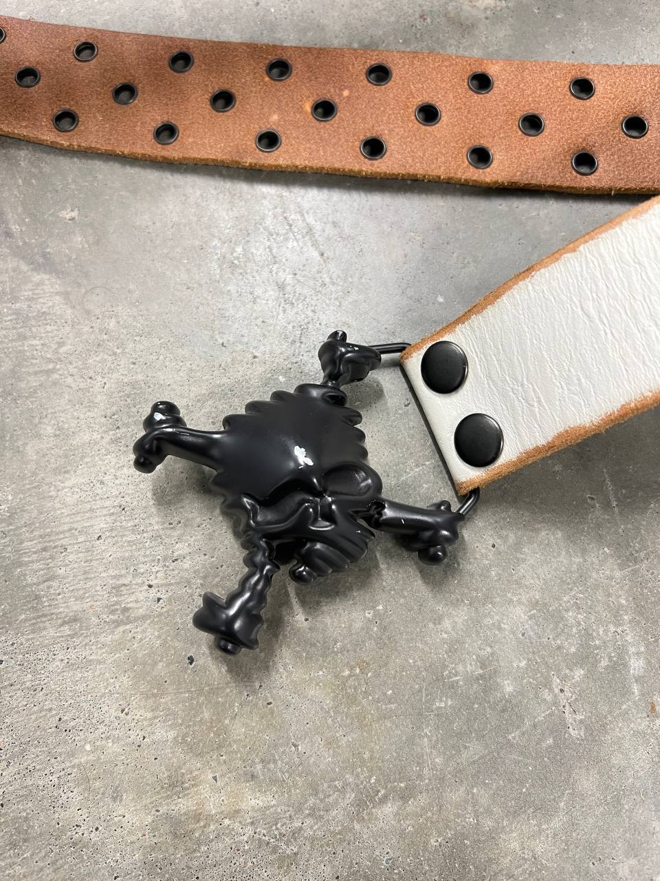 2004 Vintage Oakley Leather Skull Belt