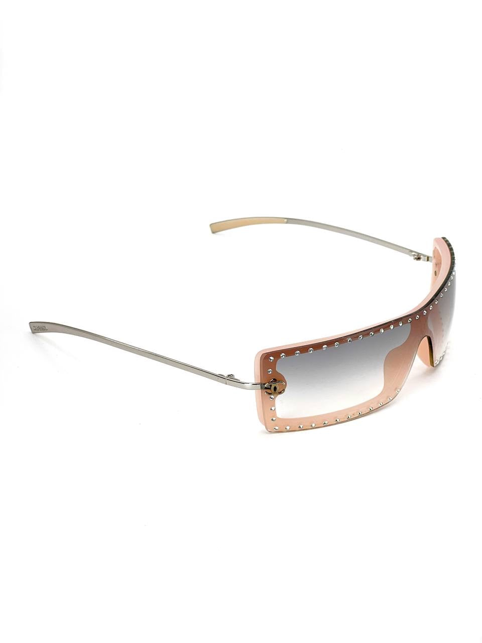 Vintage Chanel 5077 Rhinestones Pink Mask Sunglasses