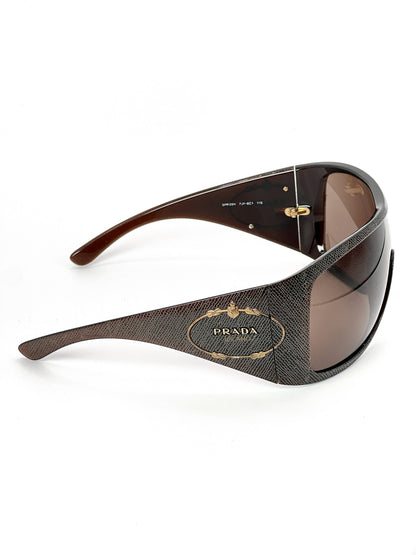 Prada Snakeskin Oversized Mask Sunglasses SPR05H