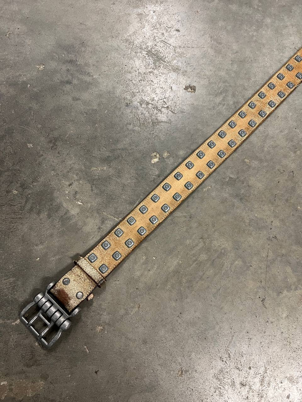 00s Vintage Oakley Leather Distressed Studded Belt
