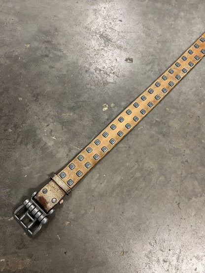 00s Vintage Oakley Leather Distressed Studded Belt
