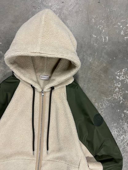 Moncler Teddy Fleece Wool Nylon Hooded Jacket