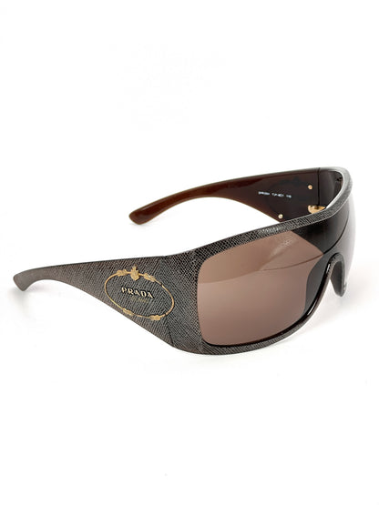 Prada Snakeskin Oversized Mask Sunglasses SPR05H