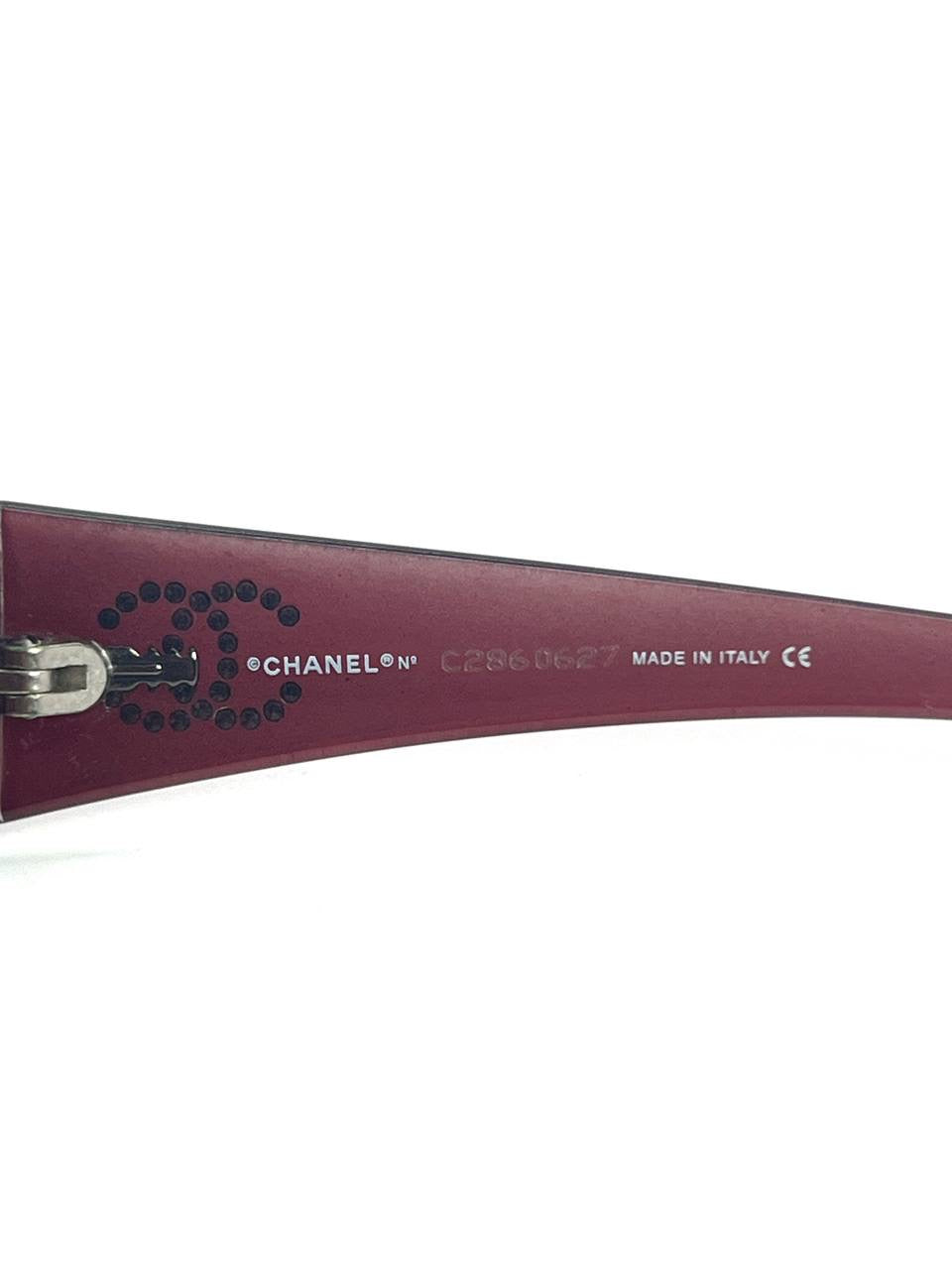 00s Vintage Chanel 6004 Cherry / Silver Gradient Rhinestones Sunglasses