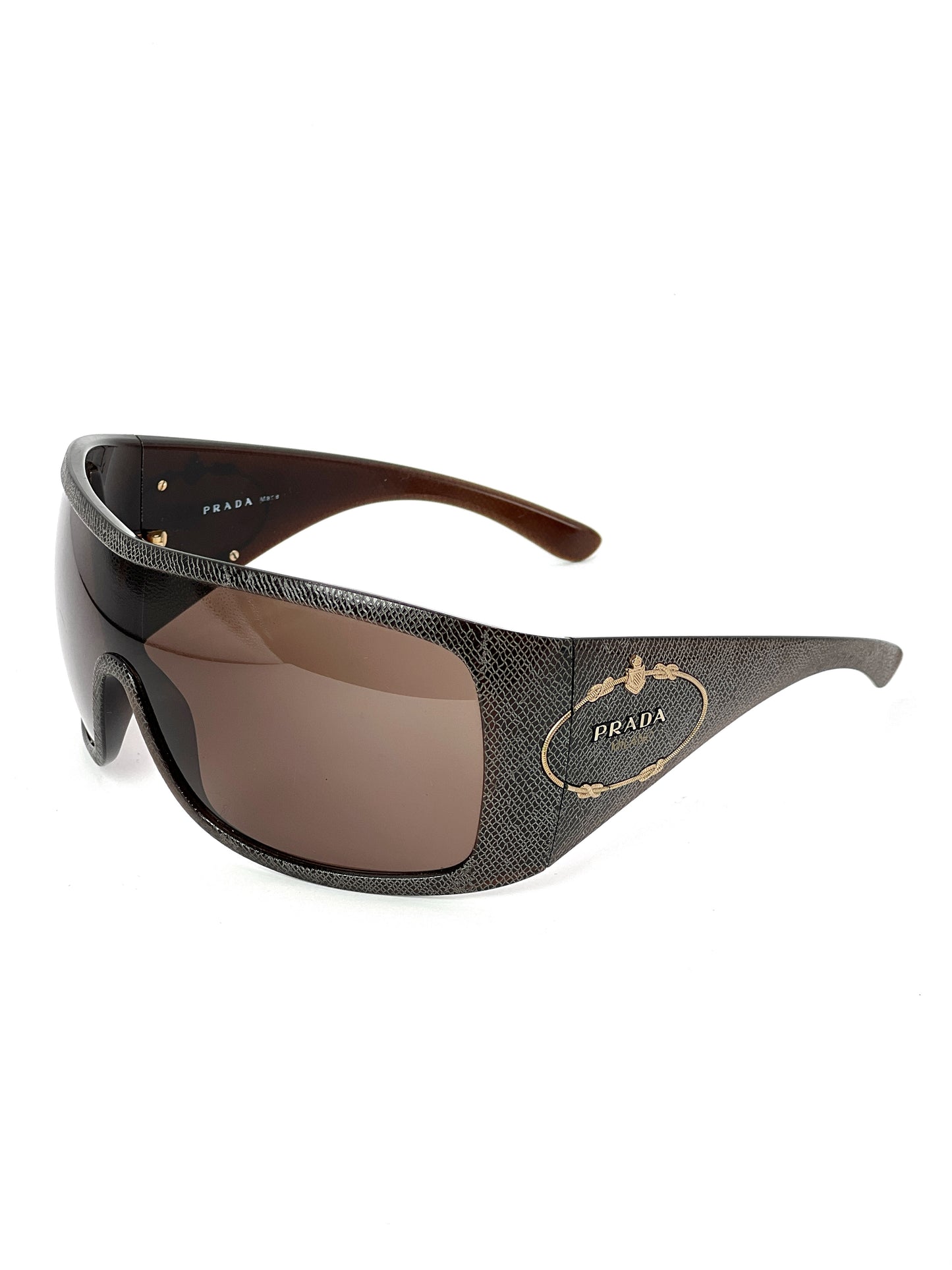 Prada Snakeskin Oversized Mask Sunglasses SPR05H