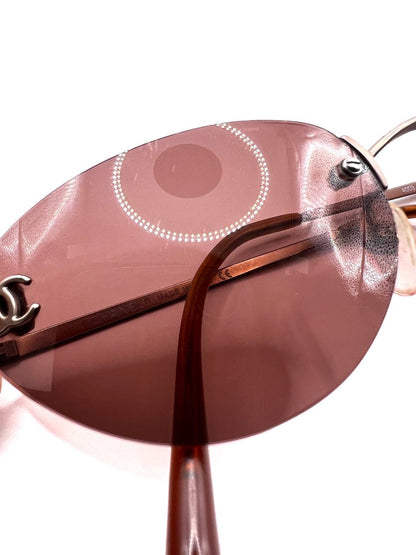 00s Vintage Chanel 4003 Brown Rimless Sunglasses