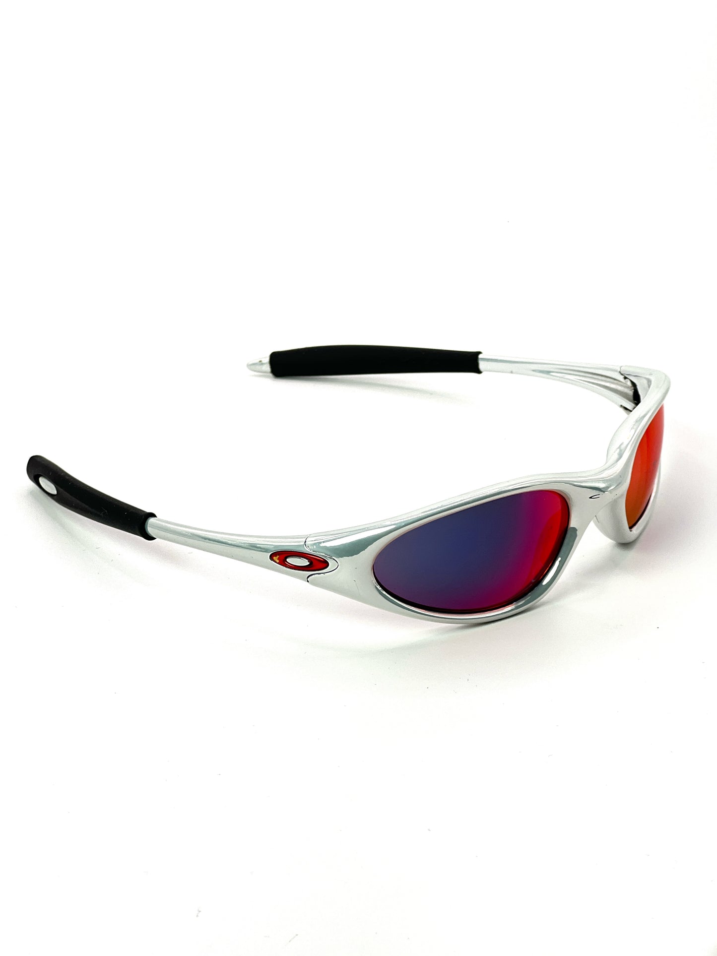 1998 Vintage Oakley Minute White Chrome / Red Iridium Sunglasses