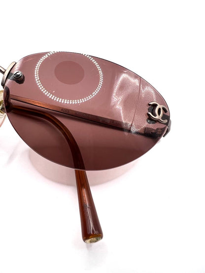 00s Vintage Chanel 4003 Brown Rimless Sunglasses