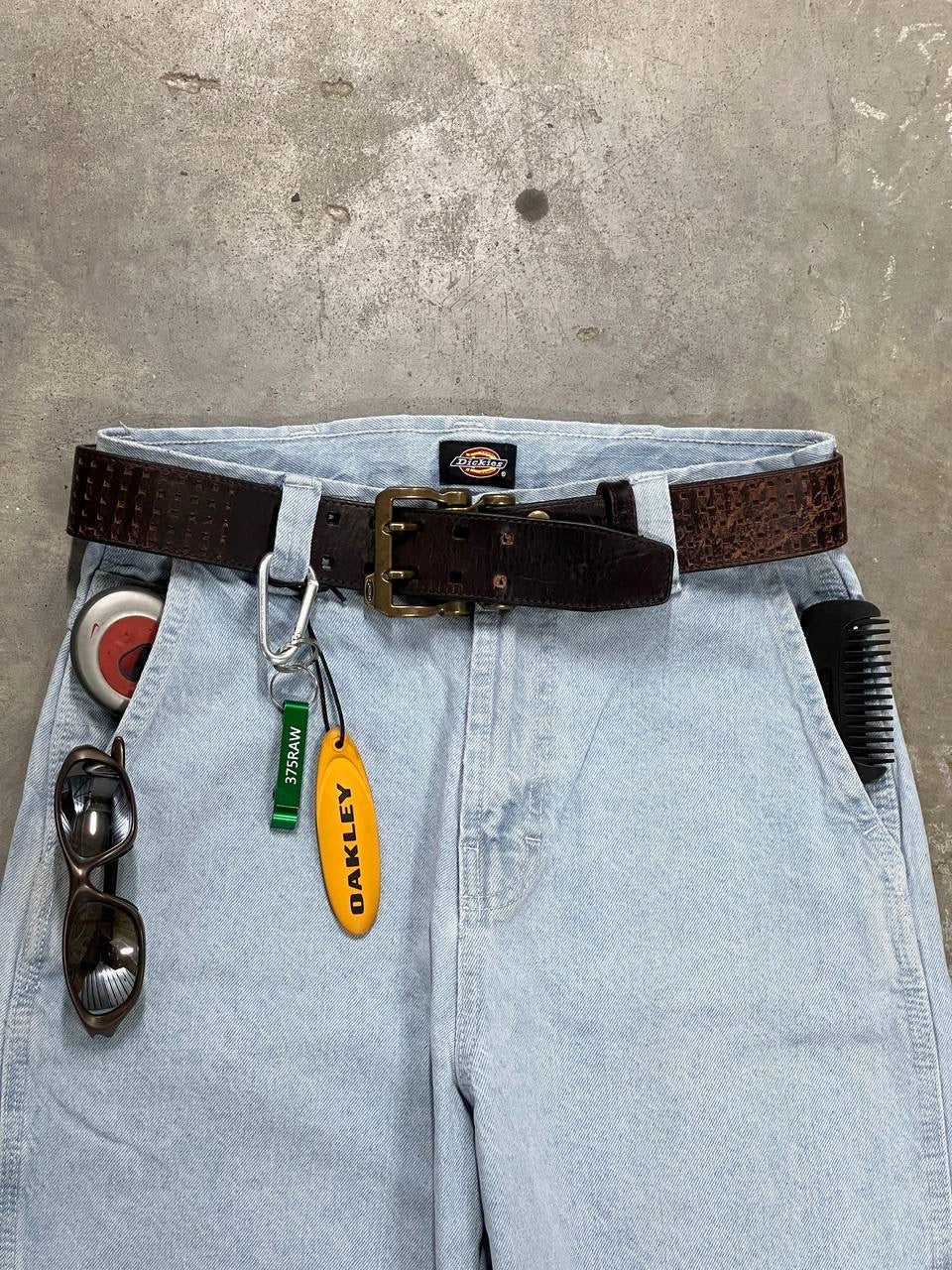 00s Vintage Oakley Leather Belt Brown / Gold