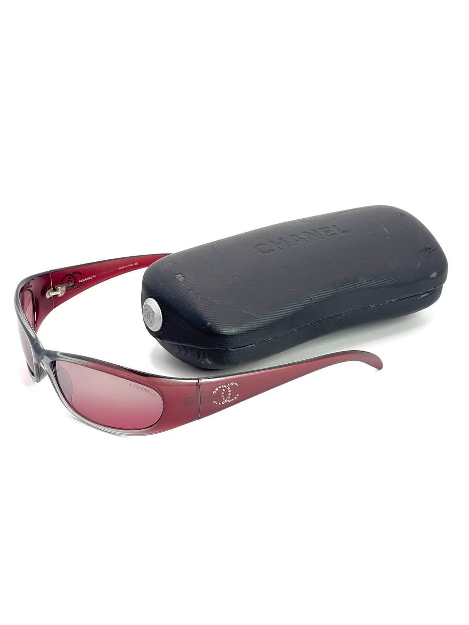00s Vintage Chanel 6004 Cherry / Silver Gradient Rhinestones Sunglasses