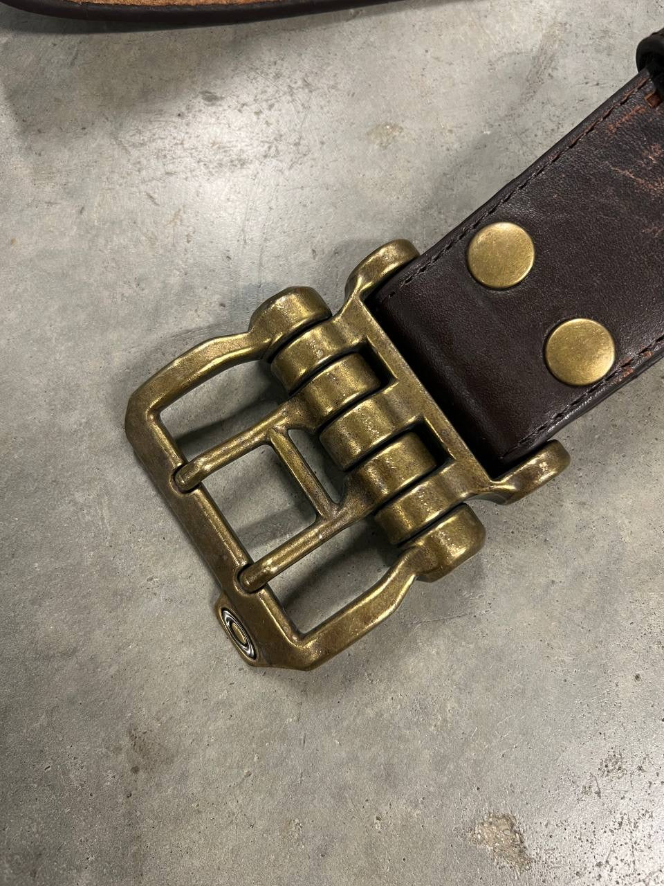 00s Vintage Oakley Leather Belt Brown / Gold