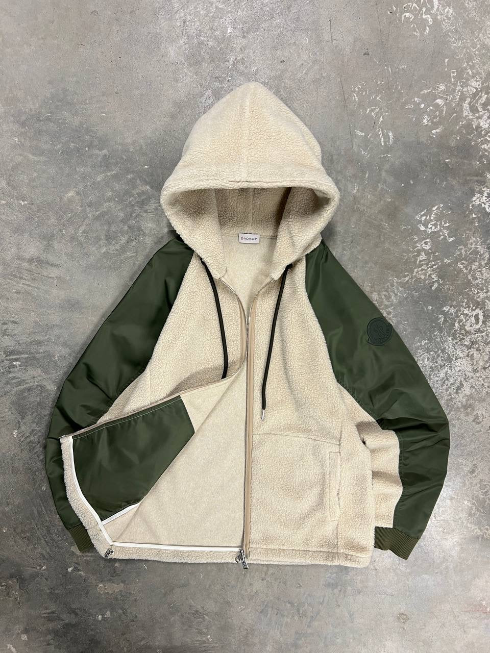 Moncler Teddy Fleece Wool Nylon Hooded Jacket