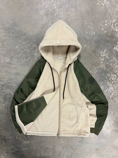 Moncler Teddy Fleece Wool Nylon Hooded Jacket