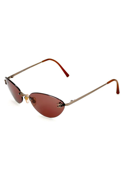 00s Vintage Chanel 4003 Brown Rimless Sunglasses