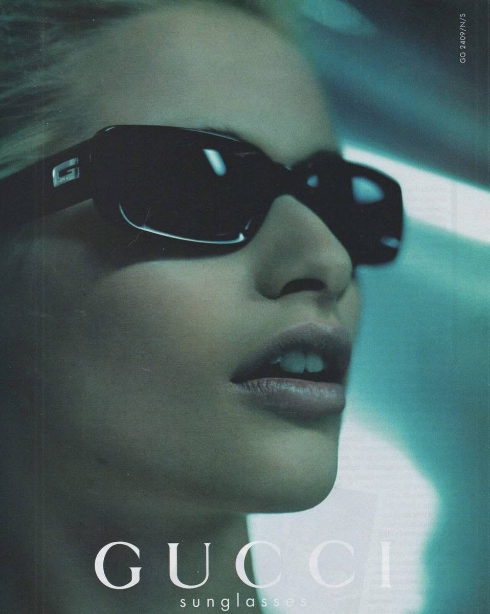 00s Vintage Gucci GG2409 Squared Moda Black Sunglasses