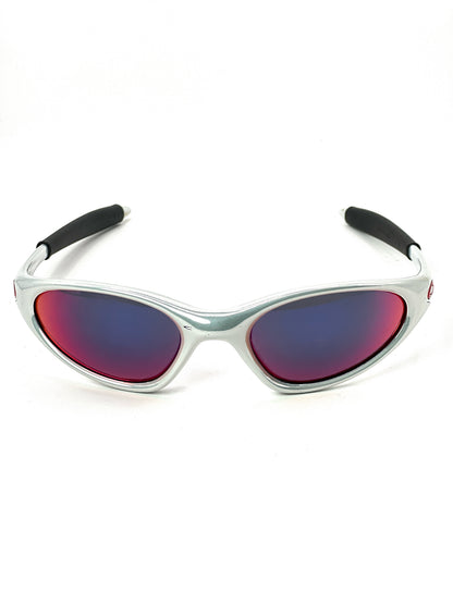 1998 Vintage Oakley Minute White Chrome / Red Iridium Sunglasses
