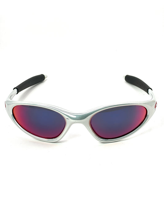 1998 Vintage Oakley Minute White Chrome / Red Iridium Sunglasses