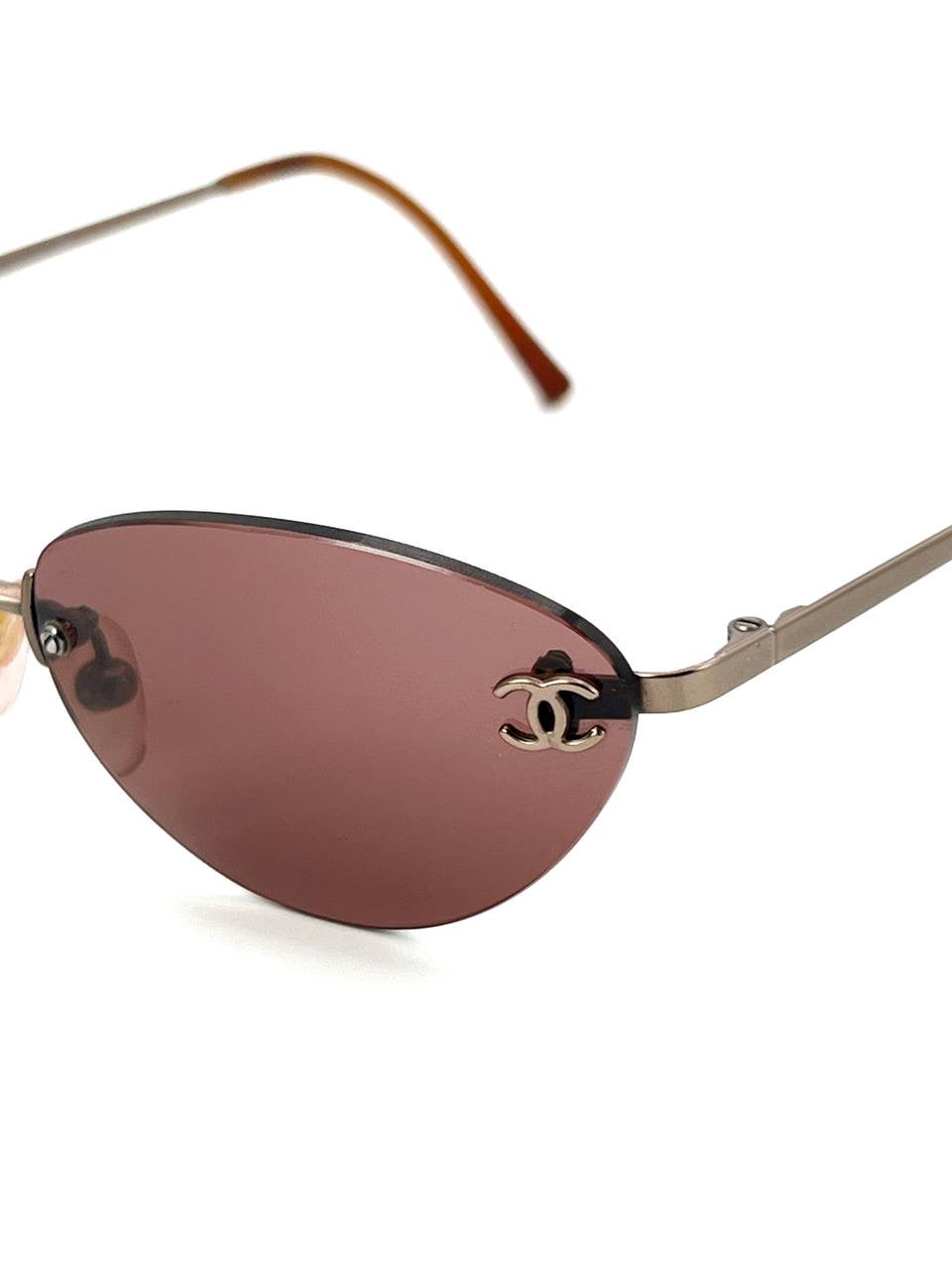 00s Vintage Chanel 4003 Brown Rimless Sunglasses