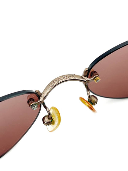 00s Vintage Chanel 4003 Brown Rimless Sunglasses