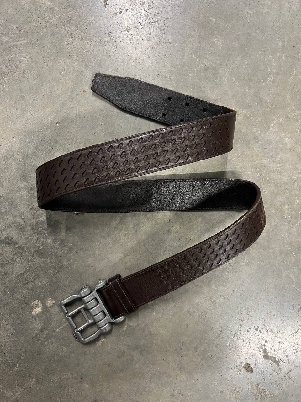 00s Vintage Oakley Leather Belt Brown / Silver