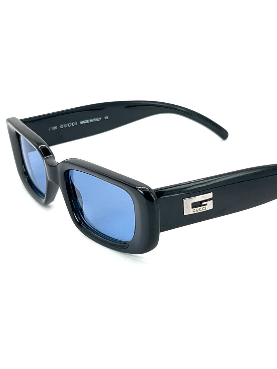 00s Vintage Gucci GG2409 Squared Moda Black Sunglasses