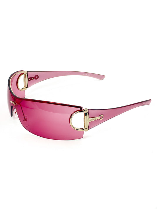 00s Vintage Gucci Pink Horsebit Mask Sunglasses GG2712