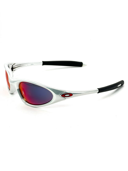 1998 Vintage Oakley Minute White Chrome / Red Iridium Sunglasses